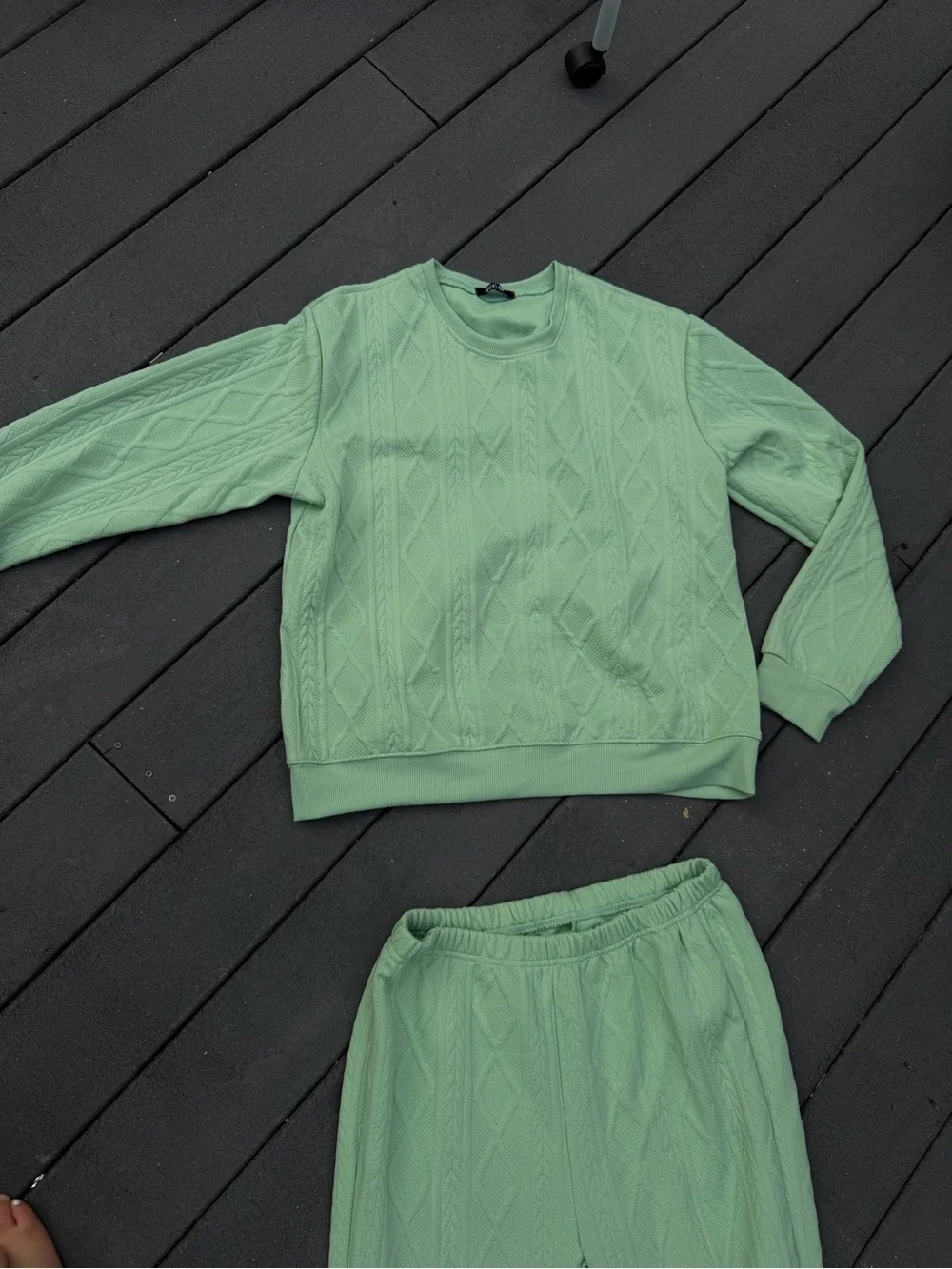 Mint Green Cable-Knit  Set